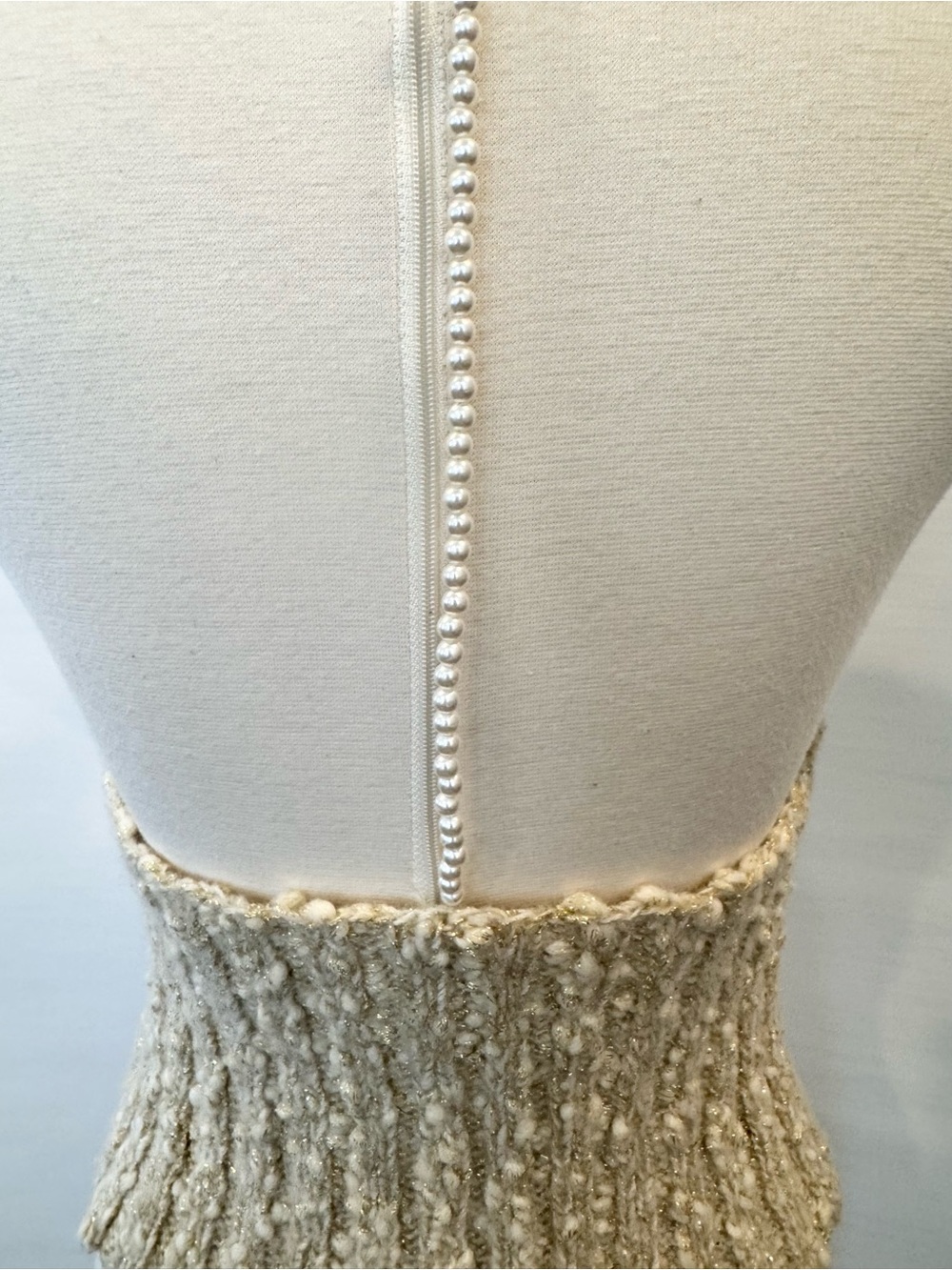 EXPRESS Wool Blend Cream Metallic Gold Knit Vintage Holiday Halter Sweater Top M - Picture 6 of 15